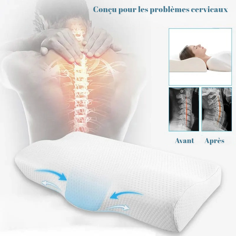 Oreiller cervical orthopédique à mémoire de forme